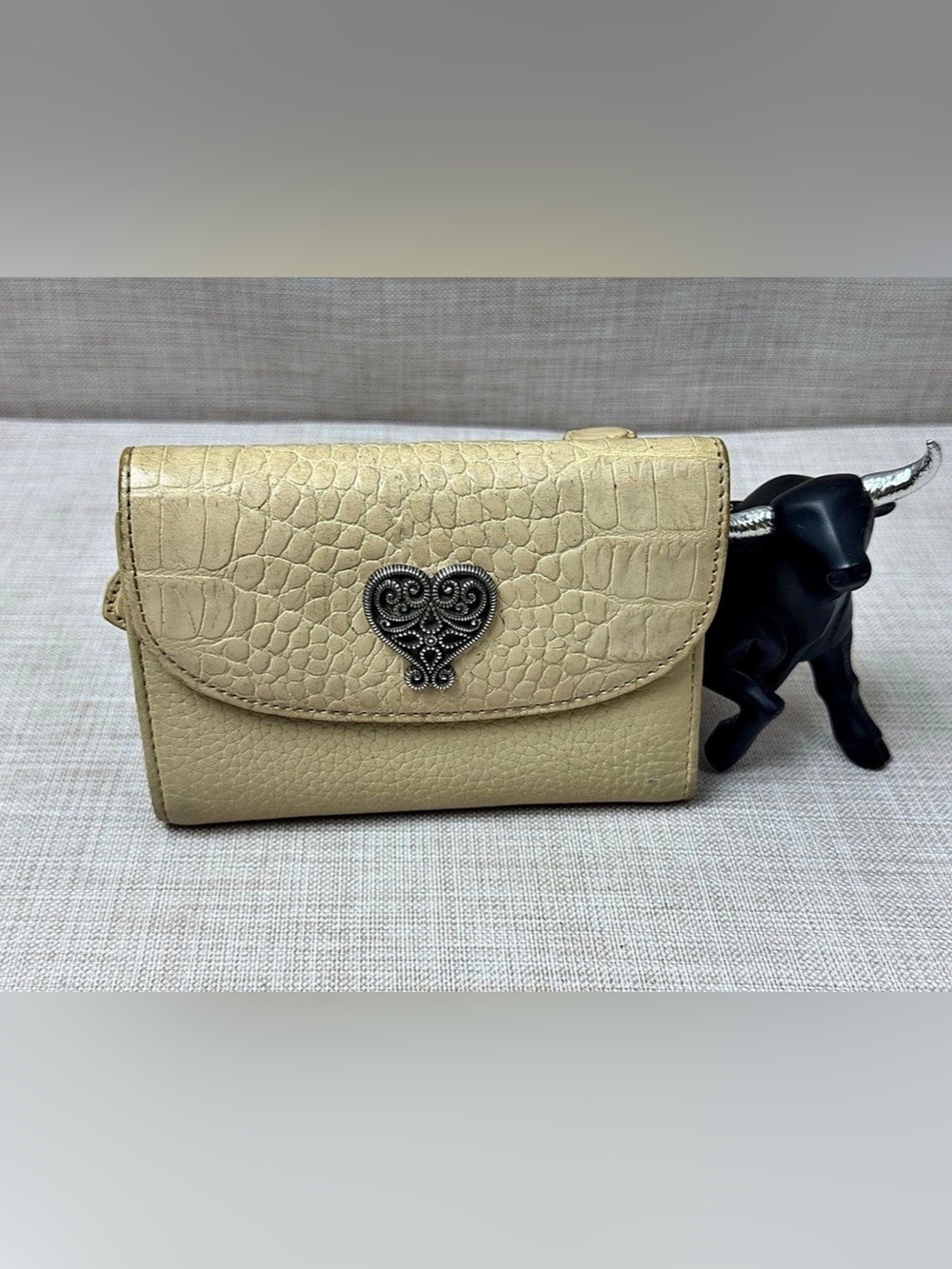 Brighton Embossed Heart Wallet in Beige